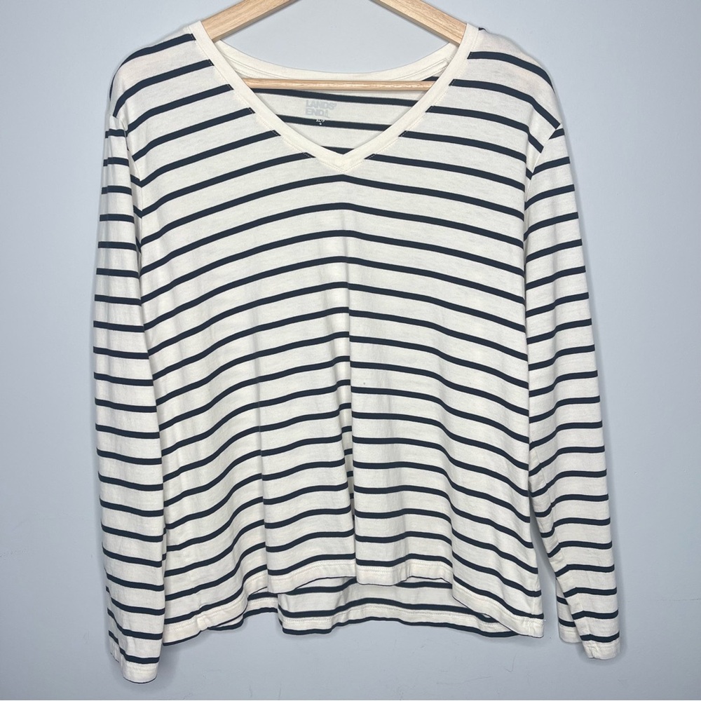 Lands‎ End Relaxed Supima Long Sleeve V-Neck T-Shirt (X-Large Petite)